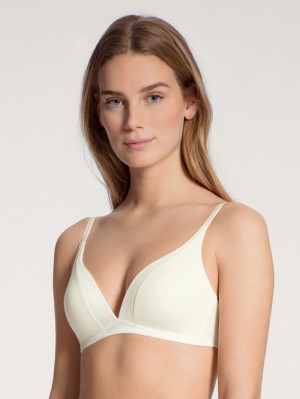 Alabaster Crème Calida Cate Triangle Bra With Padding Women Underwear | TLNES-3471