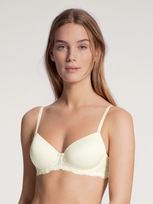 Alabaster Crème Calida Sensual Secrets Underwired T-shirt Bra With Padding Women Underwear | BYQGX-0385