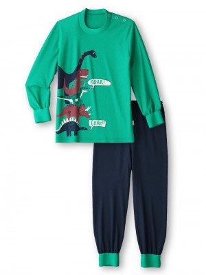 Arcadia Green Calida Toddlers Dino Pyjama With Cuff Kids' Pyjama | OHFZR-9147