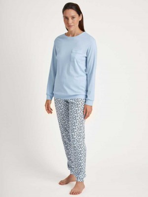 Arctic Ice Calida Sweet Dreams Pyjama With Cuff Women Sleepwear | GHKEX-4965