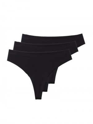 Black C2c Calida Natural Skin String, 3-pack Women Underwear | XWQIV-8906