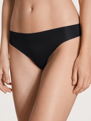 Black C2c Calida Natural Skin String Women Underwear | NGJPH-3718