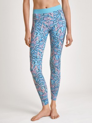 Blue Topaz Calida Elastic Trend Leggings Women Yoga | SYLMV-1326