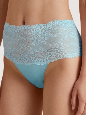 Blue Topaz Calida Sensual Secrets High-waisted Briefs With Lace Waistband Women Underwear | BJAGO-4701