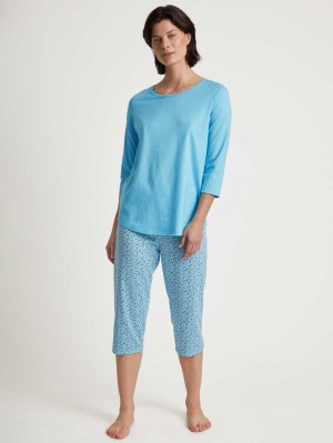 Blue Topaz Calida Special 3/4 Pyjama Women Sleepwear | HMGTY-6138