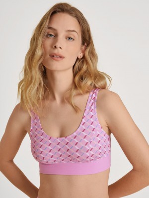 Bubble Gum Pink Calida Elastic Trend Bustier Women Yoga | KAUMR-2035