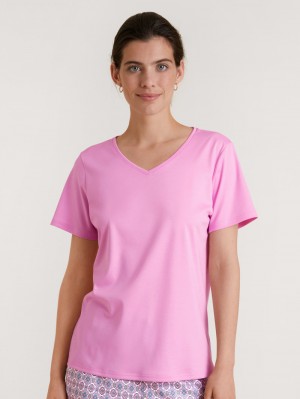 Bubble Gum Pink Calida Favourites Space Shirt Short Sleeve Women Loungewear | BCYDU-4371