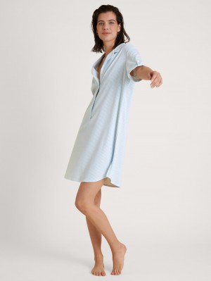 Cascade Blue Calida Amalfi Journey Nightdress, Length 95 Cm Women Loungewear | VUAFT-1054