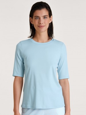 Cascade Blue Calida Amalfi Journey Shirt Short Sleeve Women Sleepwear | CULJQ-8237