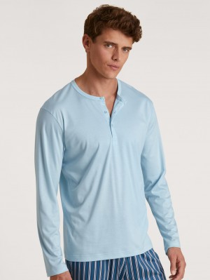 Cascade Blue Calida Rmx Sleep Leisure Shirt Long Sleeve Men Sleepwear | XGMAZ-4031