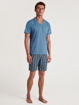 Coronet Blue Calida Special Short Pyjama Men Sleepwear | BCUES-9706