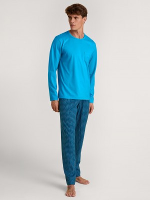 Danube Blue Calida Relax Imprint 1 Pyjama Men Sleepwear | RNXDA-7648