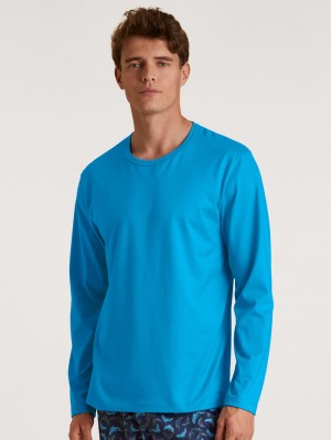 Danube Blue Calida Rmx Sleep Leisure Shirt Long Sleeve Men Loungewear | ZRAGY-3098