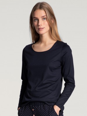 Dark Lapis Blue Calida Favourites Dreams Shirt Long Sleeve Women Sleepwear | DHPQE-6849