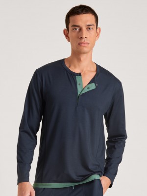 Dark Sapphire Calida Dsw Balancing Shirt Long-sleeve Men Sleepwear | JSNAH-3540