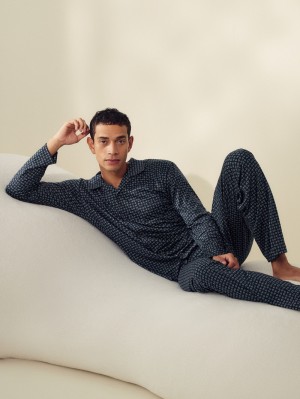 Dark Sapphire Calida Relax Selected 2 Pyjama Buttoned Men Sleepwear | JYTBX-9283