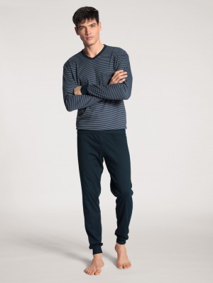 Dark Sapphire Calida Relax Streamline Pyjama With Cuff Men Sleepwear | ACPRU-5879