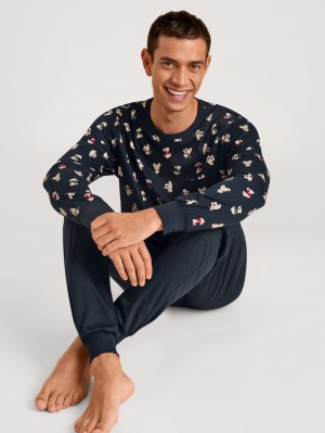 Dark Sapphire Calida Relax Teddy Pyjama With Cuff Men Sleepwear | LSHFI-0954