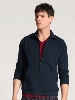 Dark Sapphire Calida Remix Basic Lounge Jacket Men Loungewear | OUHPY-0462