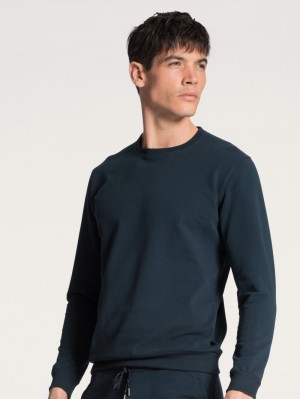 Dark Sapphire Calida Remix Basic Lounge Sweatshirt Men Loungewear | HMPIS-7895