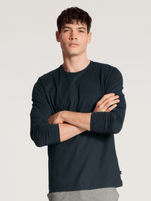 Dark Sapphire Calida Remix Basic Sleep Shirt Long Sleeve Men Sleepwear | KDEMQ-6847