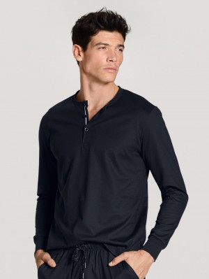 Dark Sapphire Calida Remix Basic Sleep Shirt Long Sleeve Men Sleepwear | TAFNX-4932