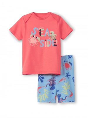 Deep Sea Coral Calida Toddlers Ocean Short Pyjama Kids' Pyjama | YEWOC-4123