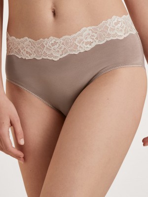 Etherea Taupe Calida Glamorous Lace Panty Women Underwear | QGCBI-3584