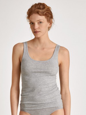 Grey Melange Calida Natural Comfort Tank Top Women Underwear | GCEYF-7364