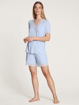 Harmony Blue Calida Elegant Dreams Short Pyjama Women Sleepwear | QHCMW-1594