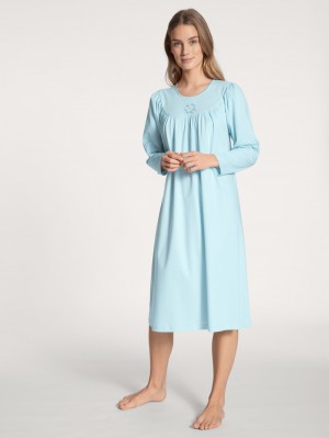 Hellblau Calida Soft Cotton Nightdress, Length 110 Cm Women Sleepwear | RWQHO-3670