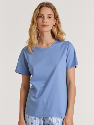 Hydrangea Blue Calida Favourites Serenity Shirt Short Sleeve Women Sleepwear | VERLH-5724