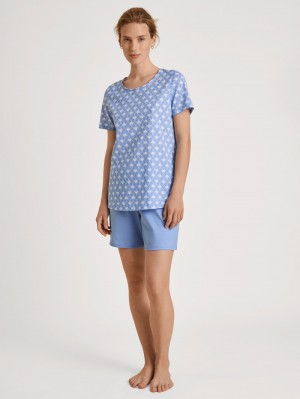 Hydrangea Blue Calida Shell Nights Short Pyjama Women Sleepwear | ICXAO-8597