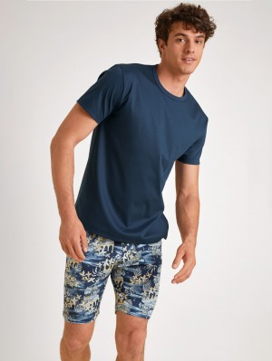 Insignia Blue Calida Amalfi Journey Short Pyjama Men Sleepwear | SEGCR-1056