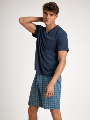 Insignia Blue Calida Relax Streamline 2 Short Pyjama Men Sleepwear | CATRK-2198