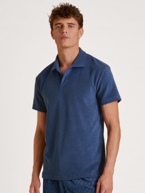 Insignia Blue Calida Rmx Lounge Holiday Poloshirt Men Loungewear | GKFCS-2560