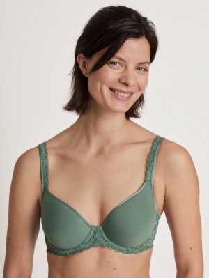 Laurel Green Calida Natural Comfort Lace Spacer Bra Women Underwear | OVSPC-2758