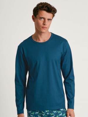 Legion Blue Calida Rmx Sleep Weekend Shirt Long Sleeve Men Sleepwear | UMODE-6148