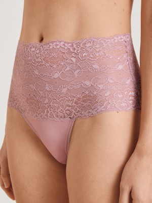 Mauve Shadow Calida Special Brief With Lace, High Waist Women Underwear | NIOJZ-2395