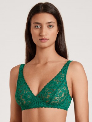 Nevada Green Calida Natural Comfort Lace Soft Non-wired Bra Women Underwear | XGWZQ-5287