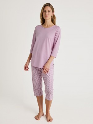 New Fragrant Lilac Calida Special 3/4 Pyjama Women Sleepwear | FQUHA-3086