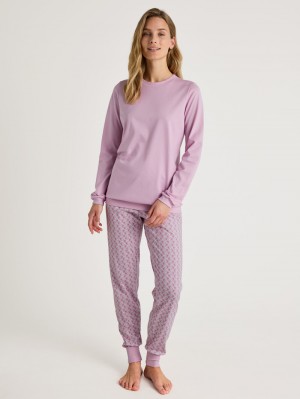 New Fragrant Lilac Calida Special Pyjama With Cuff Women Sleepwear | GEXOU-1386