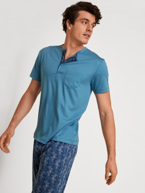 Niagara Blue Calida Relax Choice 2 Short Pyjama Men Sleepwear | BOHDN-8065