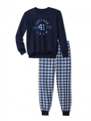 Peacoat Blue Calida Boys Nights Pyjama With Cuff Kids' Pyjama | CVBIK-3185