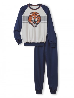 Peacoat Blue Calida Kids Lion Pyjama With Cuff Kids' Pyjama | DGTUE-0546