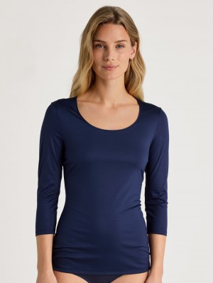 Peacoat Blue Calida Special Shirt 3/4 Sleeve Women Underwear | HKWJG-7832