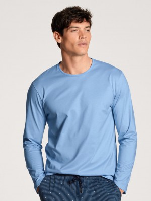 Placid Blue Calida Remix Basic Sleep Shirt Long Sleeve Men Loungewear | CINVE-9845