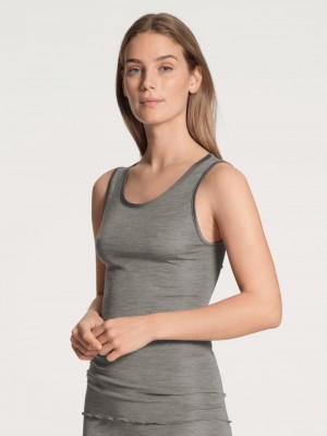 Platin Melé_ Calida True Confidence Tank Top Women Underwear | QZRTJ-0492