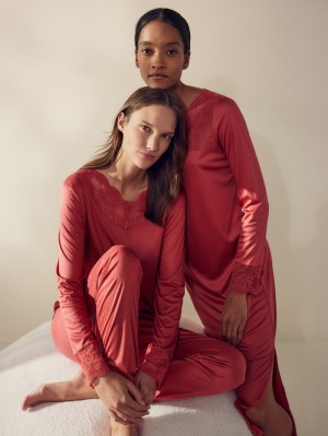 Pomegranate Red Calida Glamorous Nights Pyjama Women Sleepwear | GMOBK-5841