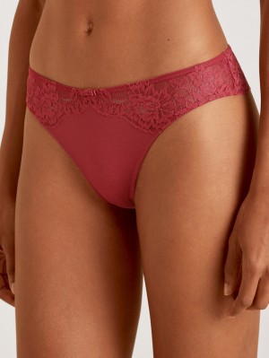 Pomegranate Red Calida Modal Sense String Women Underwear | CPNZJ-5463